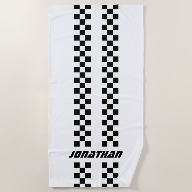 Name Vollständig angepasste Farben Doppelkarierte  Strandtuch (Vorderseite)