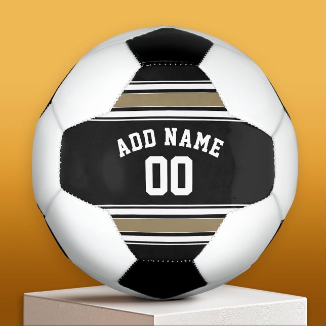 Name von Black and Gold Sports Jersey - Farbe ausb Fußball (Custom Soccer Ball)