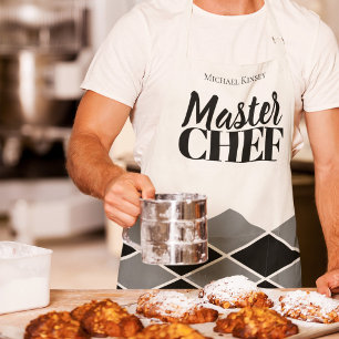 Name von Master Chef personalisierte schwarze weiß Schürze
