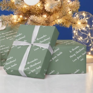 Name Von Santa Sage Green Frohe Weihnachten Geschenkpapier