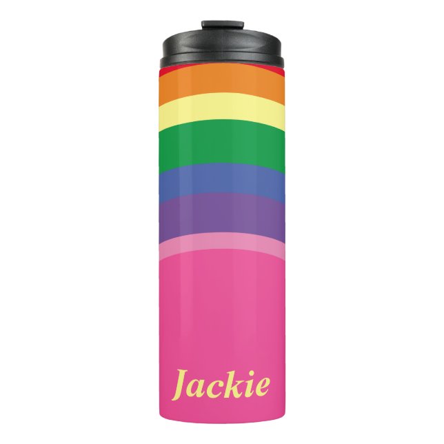 Name w/Rainbow Pride Thermal Tumbler Thermosbecher (Vorderseite)