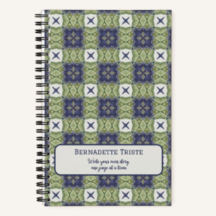 Name Wasserfarbe Abstrakt Square Geometric Blue Notizbuch