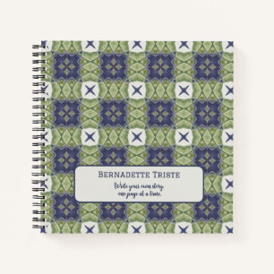 Name Wasserfarbe Abstrakt Square Geometric Blue Notizbuch