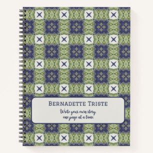 Name Wasserfarbe Abstrakt Square Geometric Blue Notizbuch