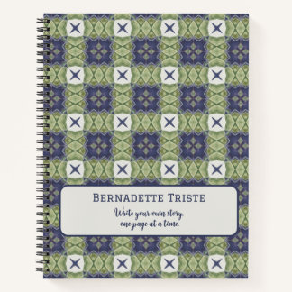 Name Wasserfarbe Abstrakt Square Geometric Blue Notizbuch