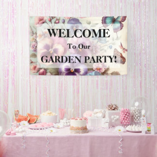Name Wasserfarbe Vintage Stiefmütterchen Blume Pas Banner