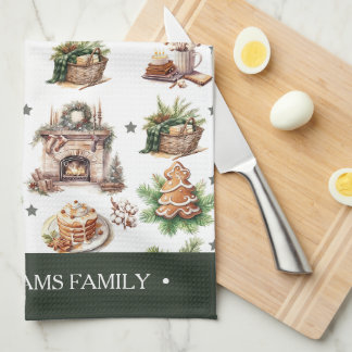 Name Watercolor Weihnachten Geschirrtuch