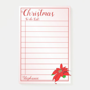 Name Weihnachts-To-Do-Liste: Red Poinsettia Post-it Klebezettel