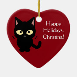 Name-Weihnachtskätzchen-Verzierung Keramikornament