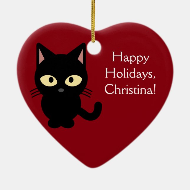 Name-Weihnachtskätzchen-Verzierung Keramikornament (Hinten)