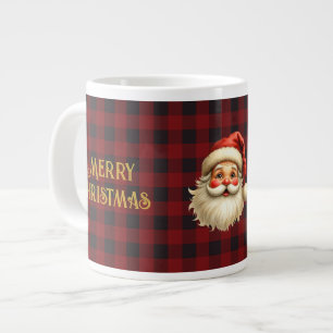Name, Weihnachtsmann Schwarz-Rot Buffalo Karo Jumb Jumbo-Tasse
