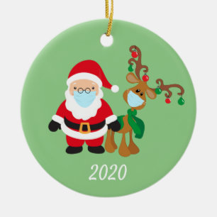 Name Weihnachtsmannschaft und Reindeer 2020 Keramik Ornament