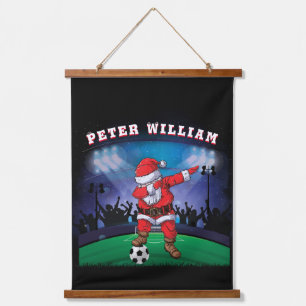 Name Weihnachtssoccer anpassen Wandteppich Mit Holzrahmen