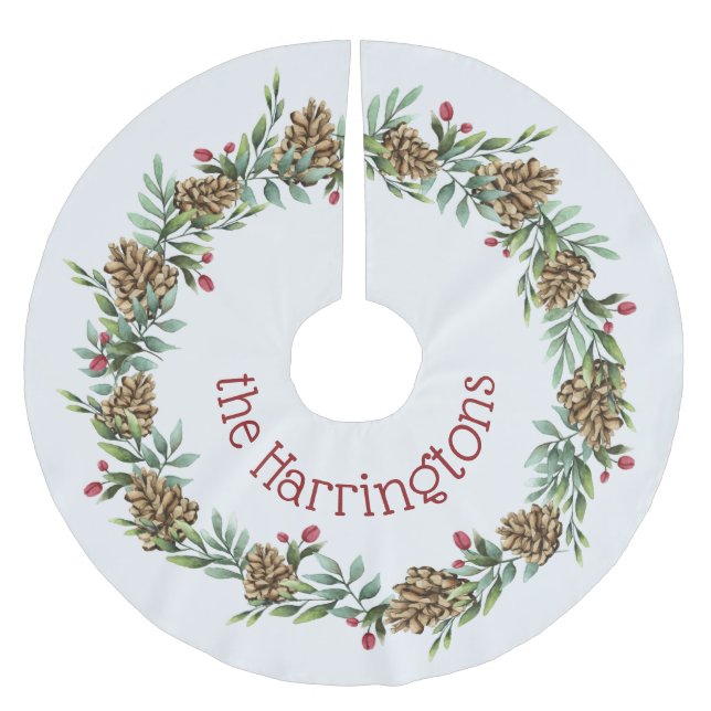 Name-Weihnachtswreath-Baumrock Polyester Weihnachtsbaumdecke (Vorderseite)