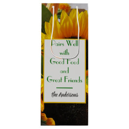 Name & Weinangebot Herbstsonnenblumen Geschenktüte Für Weinflaschen