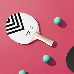 Name Weiß und Schwarz Minimalistisch Zickzack hinz Tischtennis Schläger