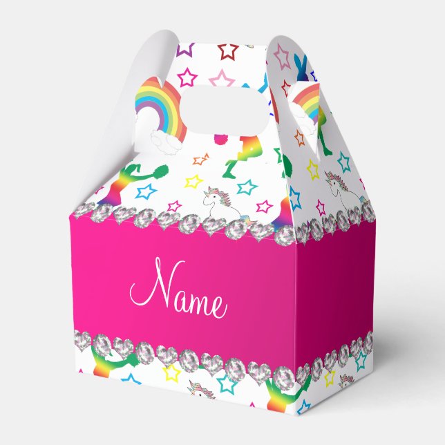 Name Weißer Cheerleader Regenbogen unicorns Stars Geschenkschachtel (Vorderseite)