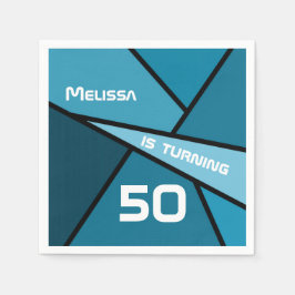 NAME Wende 50 Geburtstag Abstrakte Aquamarine Geom Serviette