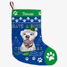 Name White Boxer Dog Weihnachten hinzufügen