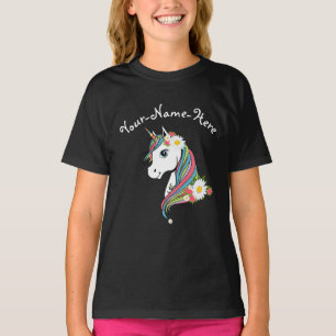 Name White Daisies Rosa Blume einhorn hinzufügen T-Shirt