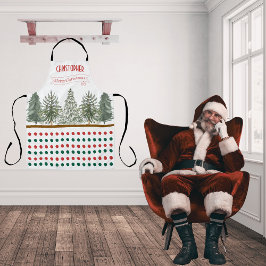 Name White Red Green Botanical Frohe Weihnachten Schürze