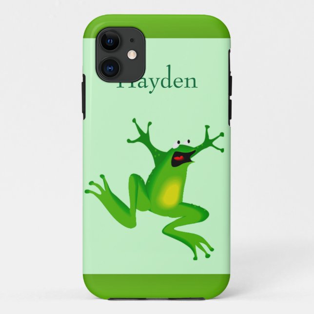 Name-wilder Cartoon-springendes Frosch-Grün Case-Mate iPhone Hülle (Rückseite)