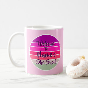 Name Willkommen hinzufügen Shed Pink Retro Sunset Kaffeetasse