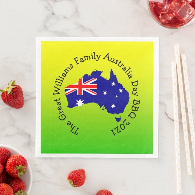 Name Year Australia Day GRILLEN Dinner Serviette (Beispiel)