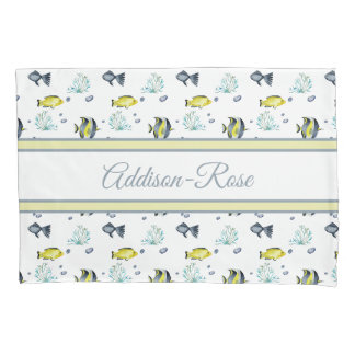Name Yellow Blue Tropical Fish Pattern Kinderzimme Kissenbezug