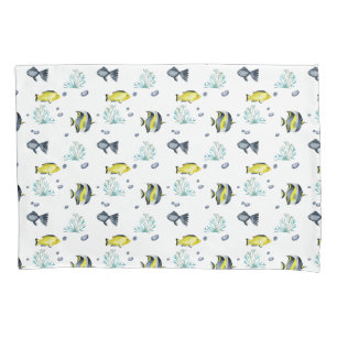Name Yellow Blue Tropical Fish Pattern Kinderzimme Kissenbezug