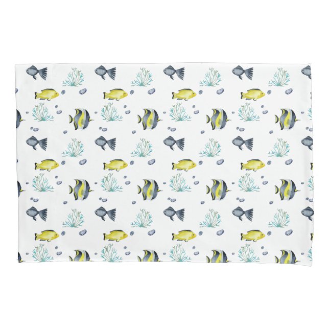 Name Yellow Blue Tropical Fish Pattern Kinderzimme Kissenbezug (Vorderseite)