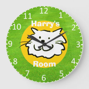 Name zeigt, dass es Kinderzimmer ist. Chat-Design Große Wanduhr