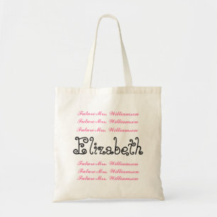 Name-zukünftige Frau Pink Black Script Tragetasche