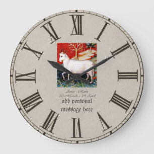 Name zum Vintagen Kunststil hinzufügen Aries Ram s Große Wanduhr