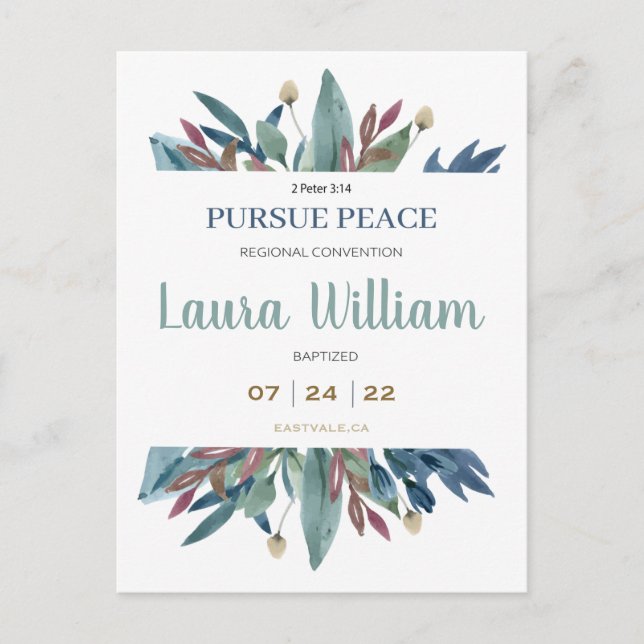 NameAngepasste 2022 JW Convention Taufe Postkarte (Vorderseite)