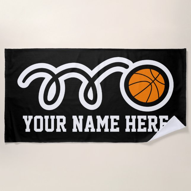 NameBadetuchgeschenk mit Basketballlogo Strandtuch (Vorderseite)