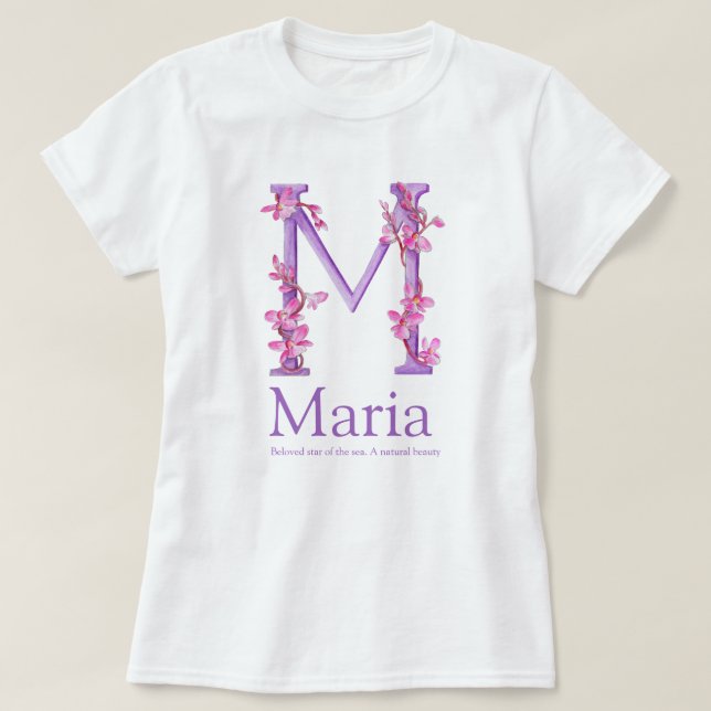 Namebedeutungs-Orchideenkunst Maria-Mädchen M T-Shirt (Design vorne)
