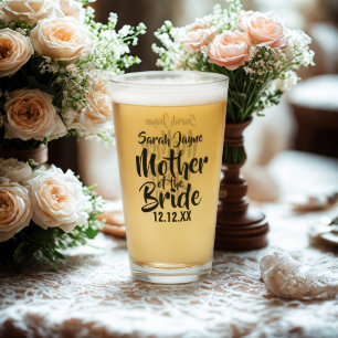 Nameglas Geschenk für die Mutter der Braut Hochzei Glas