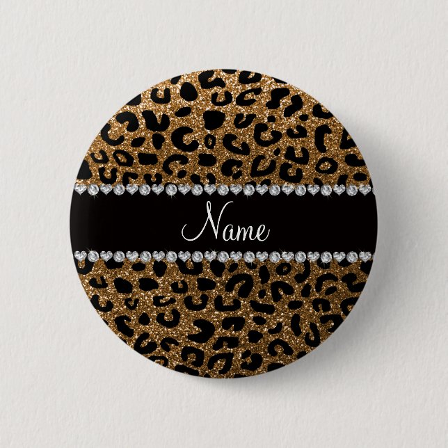 NamegoldGlitter Cheetahdruck Button (Vorderseite)