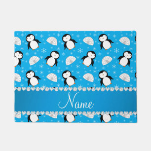 Namehimmelblau Penguinsigluschneeflocken Fußmatte