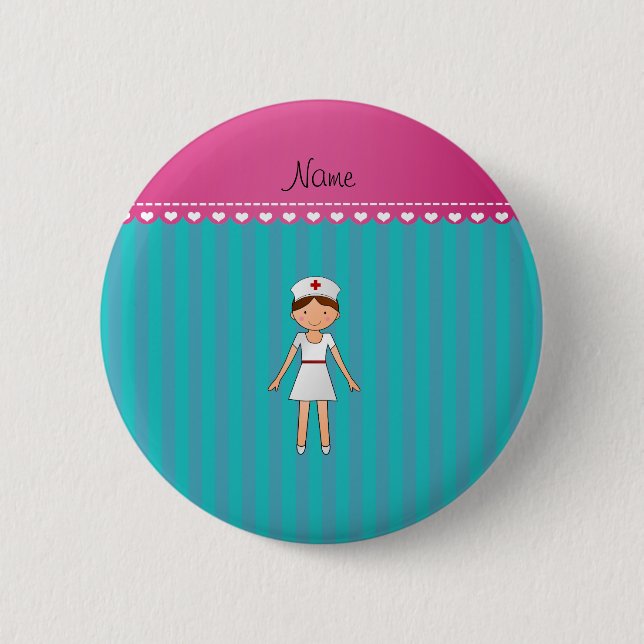 Namekrankenschwestertürkis stripes rosa Streifen Button (Vorderseite)
