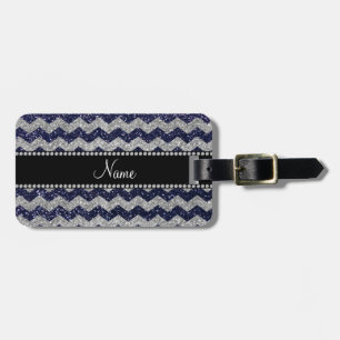 Namemarineblau-Silber-Glittersparren Gepäckanhänger