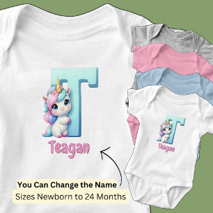 Namen ändern Hübsches Rosa Blau Süßer Buchstabe T  Baby Strampler