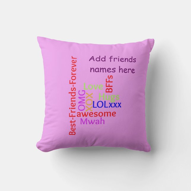 Namen BESTE FREUNDIN für immer beste Freunde hinzu Kissen (Vorderseite)