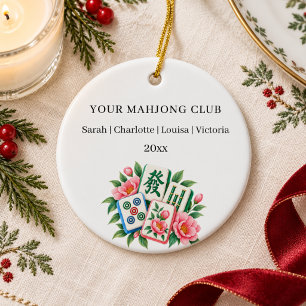 Namen der Mitglieder des Mahjong-Clubs Keramik Ornament