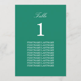 Namen der Smarald Green Table Card