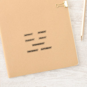Namen der Wochentage Planer Retro Aufkleber