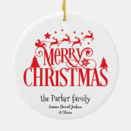 Namen des Weihnachtsmanns, der fliegenden Rentiere Keramik Ornament