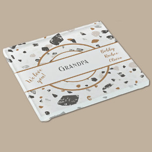 Namen   Earth Tones Terrazzo Grandpa Vater Glasuntersetzer
