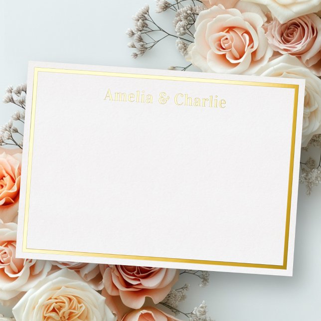 Namen elegante silberne Gold-Echtholzkarte Folieneinladung (Names elegant silver gold real foil note card)